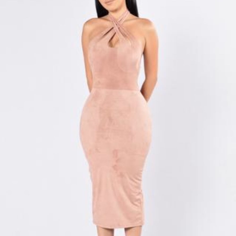 A pink suede dress